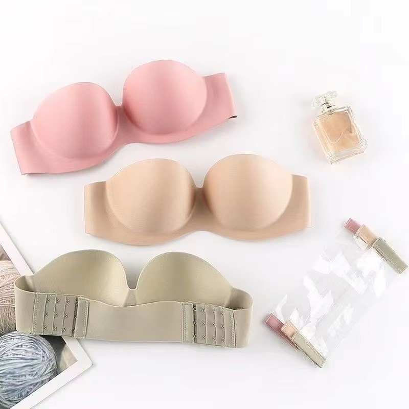 Plunge Bra Push Up - Reggiseno sexy senza spalline da donna,